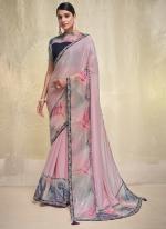 Crepe Silk Light Pink Wedding Wear Embroidery Work Saree